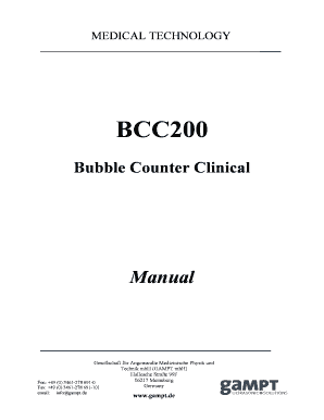 Manual BCC200 Gampt  Form