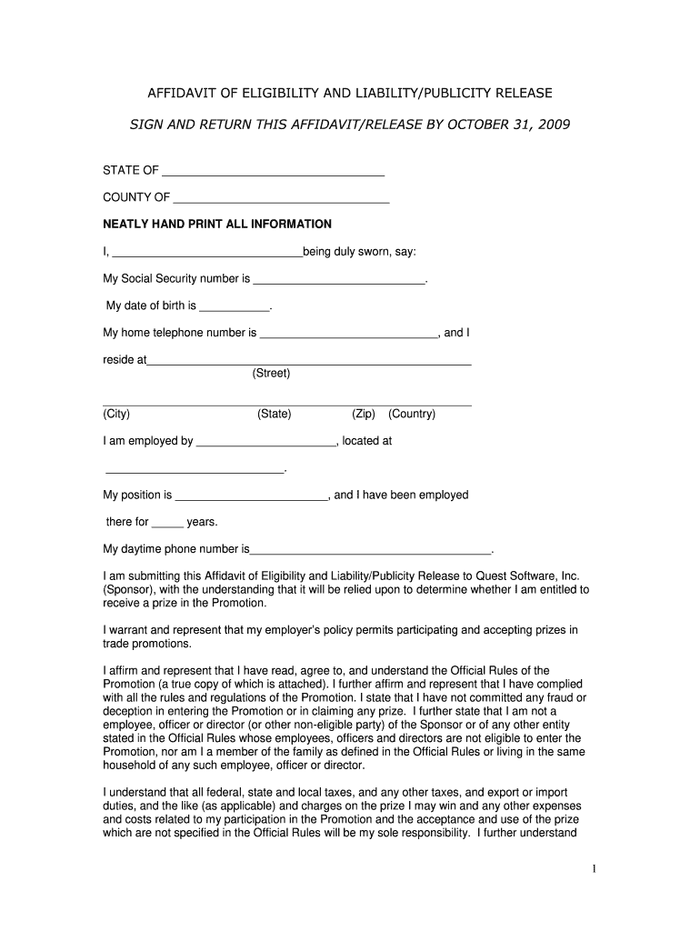Affidavit Release PDF  Form