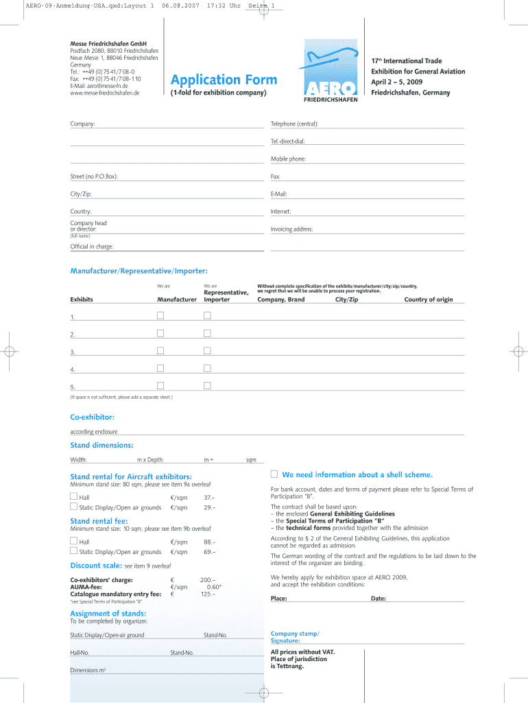  Aero Messe Friedrichshafen Form 2009-2024