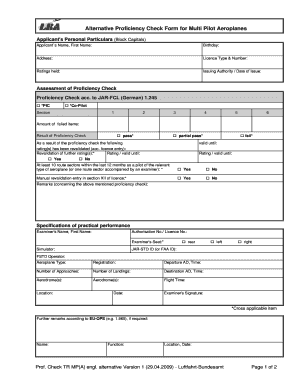 Pilot Check Sheet  Form
