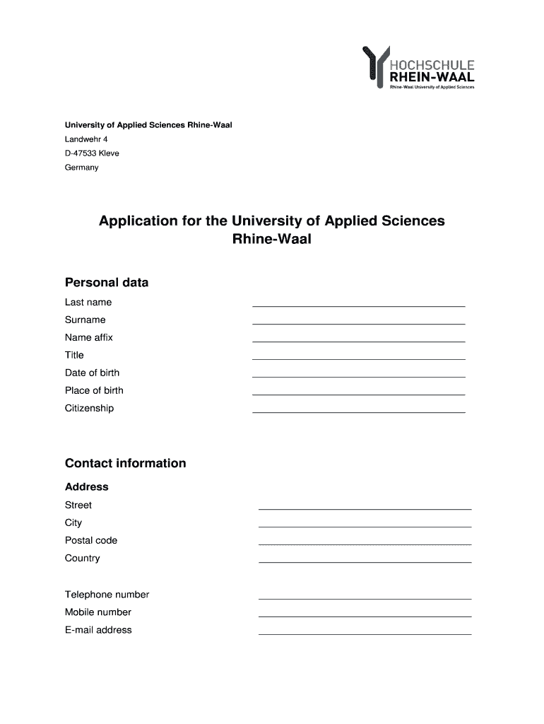 Rhine Waal University Application Form