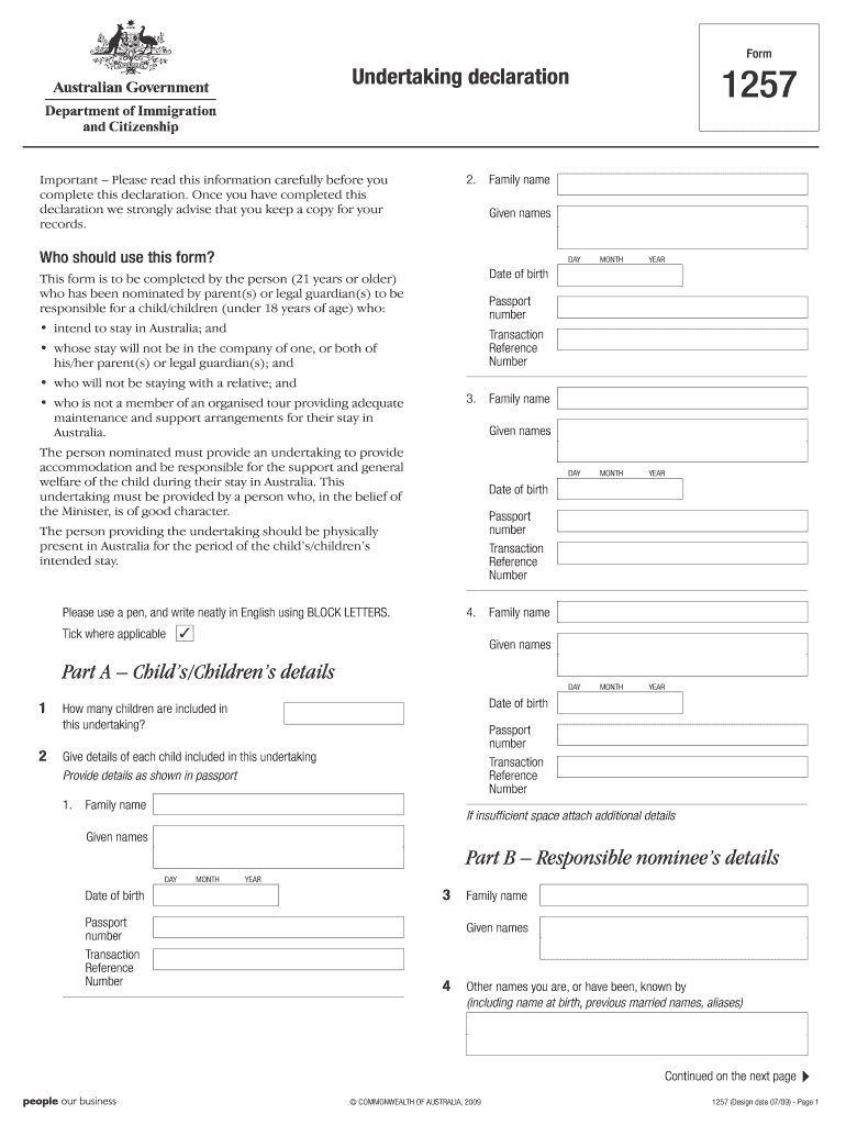  1257 Form Australia 2009