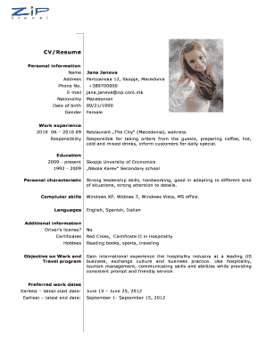 Cv Template Macedonian  Form