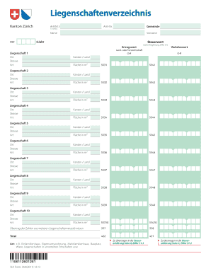 Liegenschaftenverzeichnis Kanton Z Rich  Form