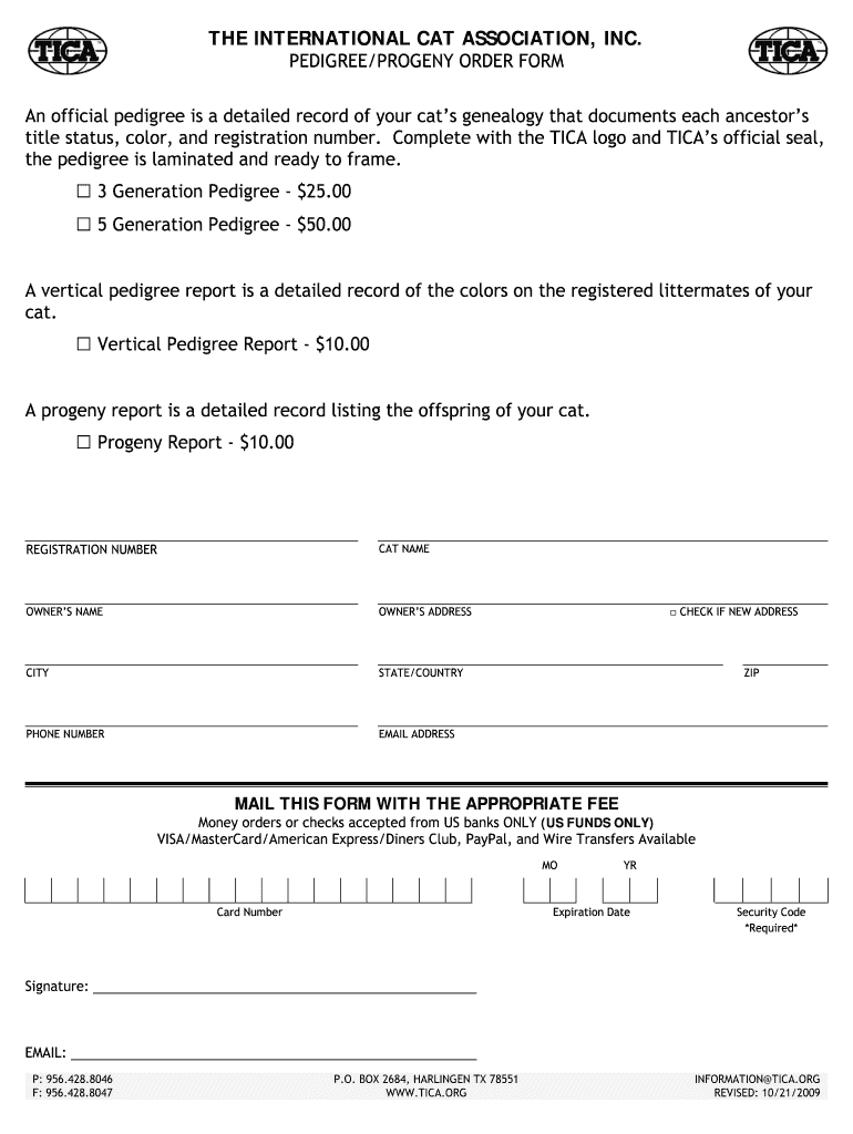 Cat Pedigree Certificate Template  Form