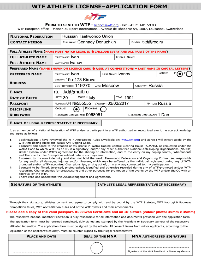 Licence Application  Form