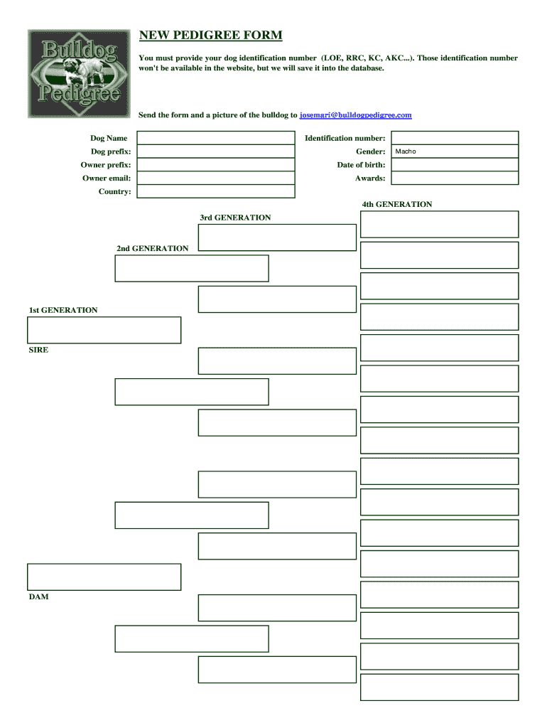 Dog Pedigree Template  Form