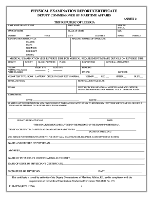 Medical Examination Certificate  Form