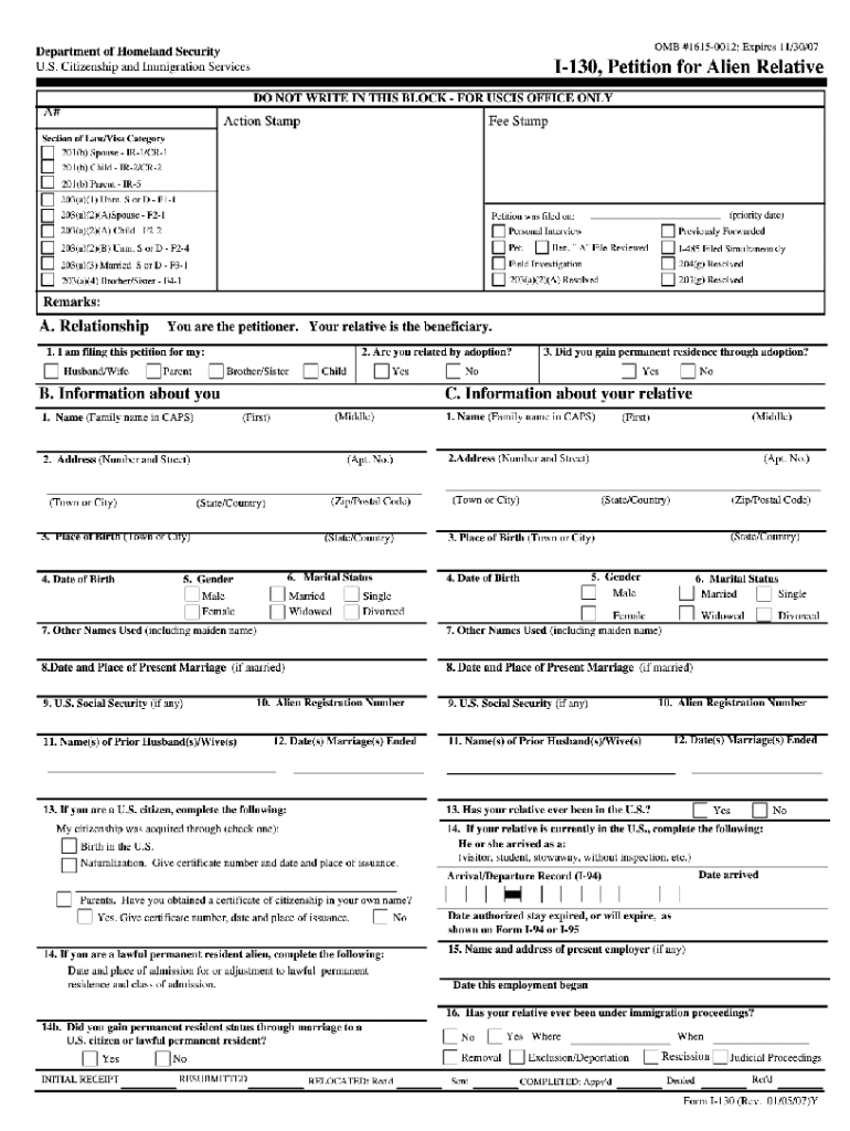  Form I 130 Editable DOC 2019