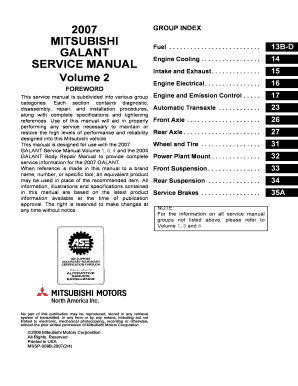 Mitsubishi Galant Service Manual  Form