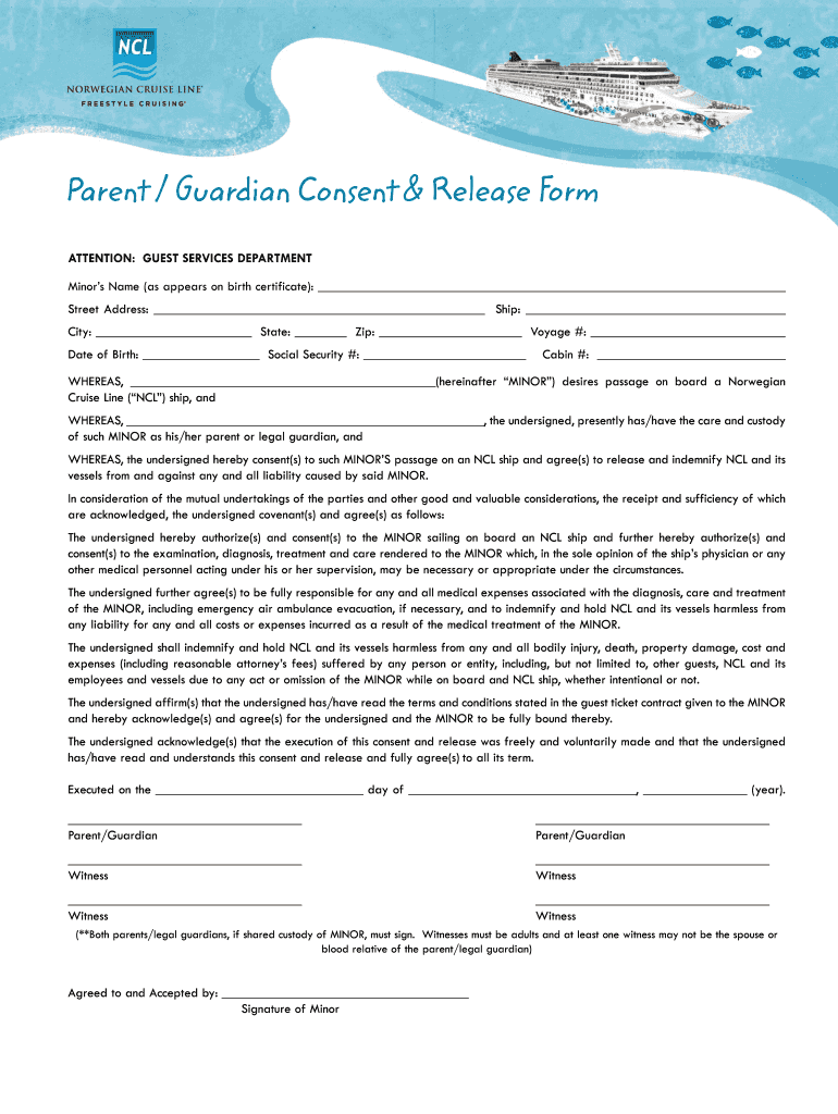 Ncl Minor Consent Form