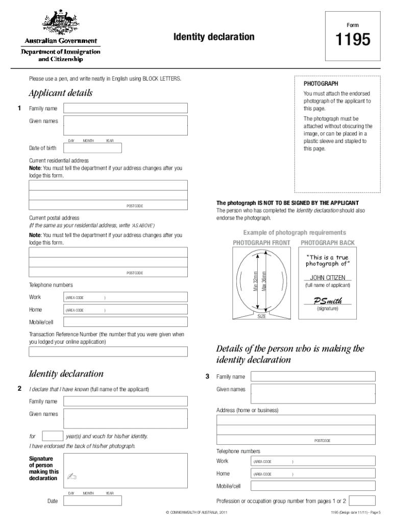  1195 Declaration Form 2011