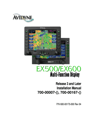 Avidyne Ex500 Installation Manual  Form