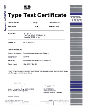 Test Certificate  Form