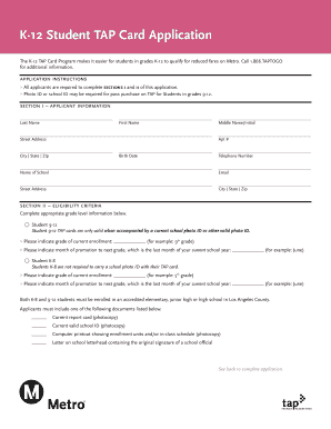 Tap Application  Form