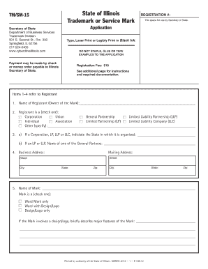 State of Illinois Trademark or Servicemark Application CyberDrive  Form