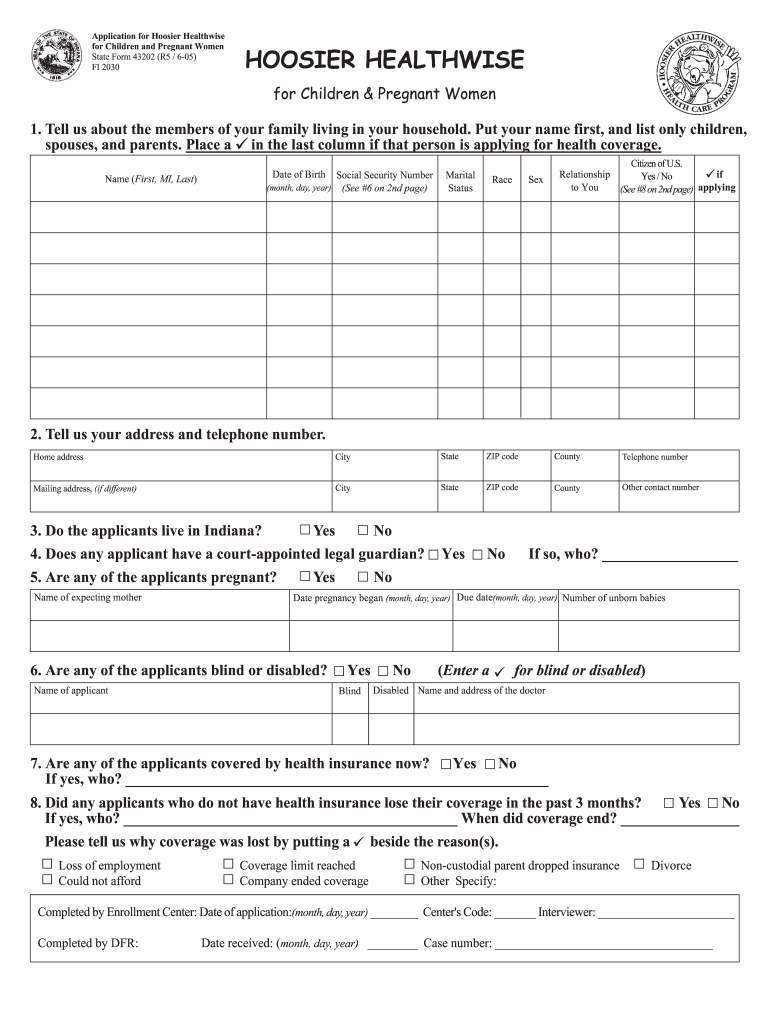  Apply for Hoosier Healthwise Online Form 2005