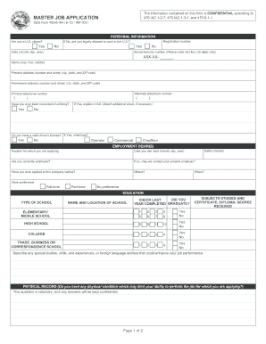 Master Job Application  Form