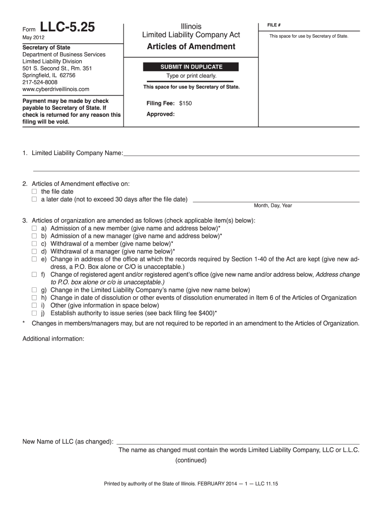 Llc 5 25 2012 2024 Form Fill Out And Sign Printable Pdf Template