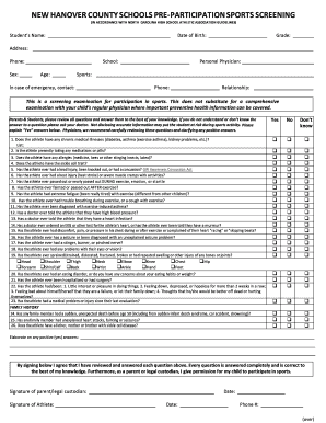  Sports Physical Form 2010-2024