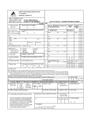 Calpers Health Benefit Enrollment Form