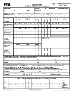 State of Illinois Physical Form for Adults