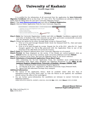 Kalyani University Migration Form PDF Download