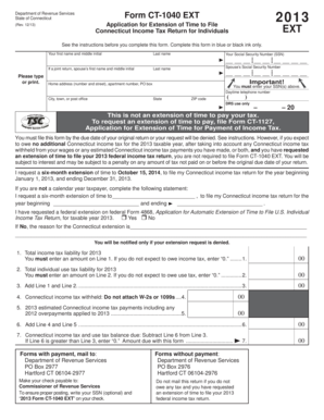 Form CT 1040 EXT CT Gov Taxhow