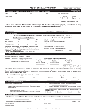 Illinois Vision Specialist Report  Form