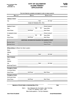 Permit Alarm  Form