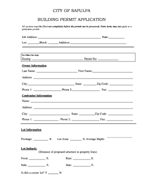 City of Sapulpa Permits  Form