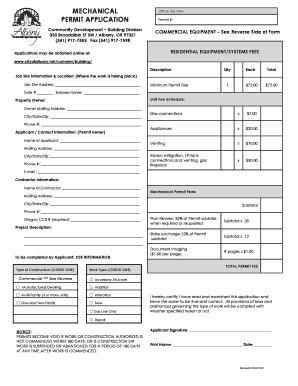 City of Albany Permit Mechanical Type Form