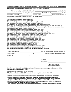 Ibps St Caste Certificate Format