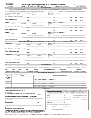 Application for Certificate of Title Andor Registration Form