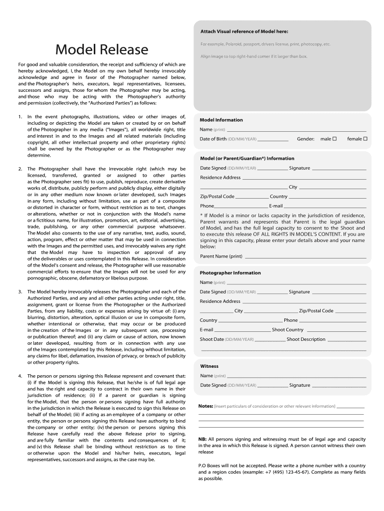 Model Release Form Shutter Stock PDF Fill in