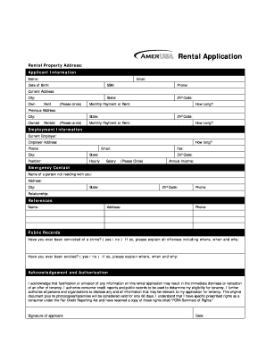Amerusa Rental Application  Form