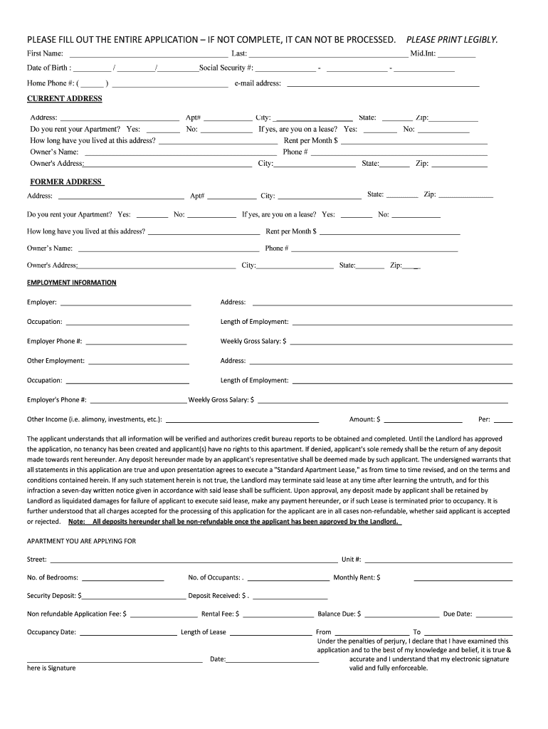 PLEASE FILL OUT the ENTIRE APPLICATION IF NOT  Form