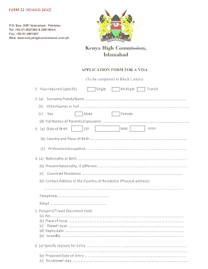 Visa Application  Form