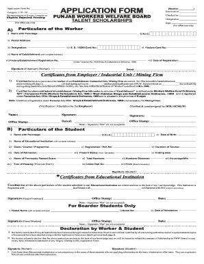 Punjab Workers Welfare Board Application Form