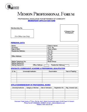 Memon Professional Forum  Form