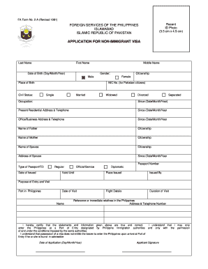 Application for Nonimmigrant Visa Philippines  Form