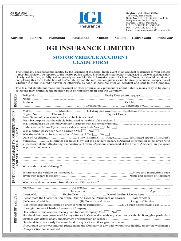 Igi Claim Form