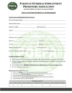 Form for Renewal of Membership