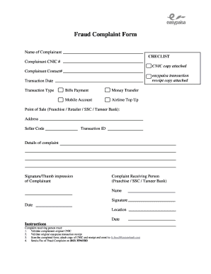 Easypaisa Complaint  Form