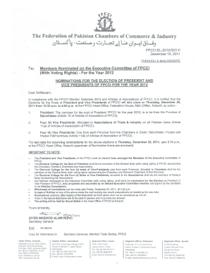 Nomination Form for the Election of Vice President of Fpcci