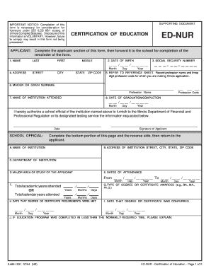 Certification of Education Form