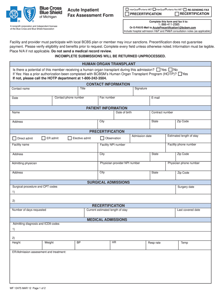  Acuteprecertification1 Form 2012