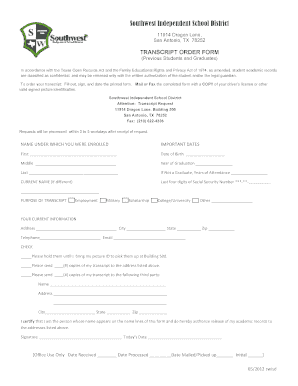 Southwest Isd Form