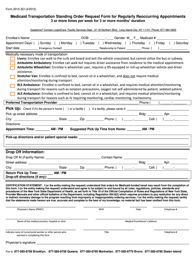  Form Medicaid Transportation 2012-2024