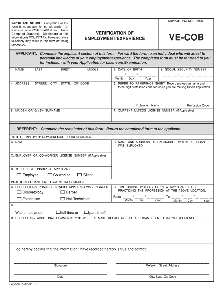  Ve Cob Form 2002-2024